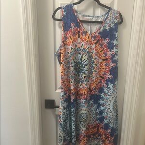 Vibrant Blue and Orange Sleeveless Dress NIP